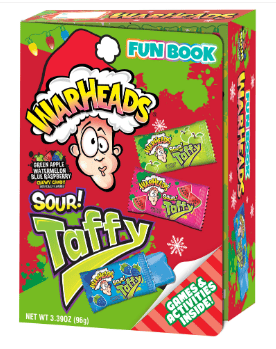 (S7-10) XMAS - Warheads Taffy Candy Book 3.39oz x 24 Units (Best Before January 03, 2025)