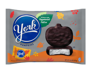 SINGLE - YORK Dark Chocolate Peppermint Pattie Pumpkins Shape 9.3oz x 1 unit