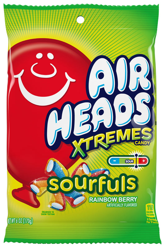 Airheads Xtremes Rainbow Berry - Sourful Peg Bags 6oz X 12 Units - Québec Candy