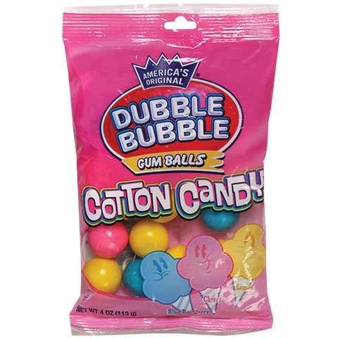 Dubble Bubble Cotton Candy Gumballs Peg Bag 4oz X 12 Units - Québec Candy
