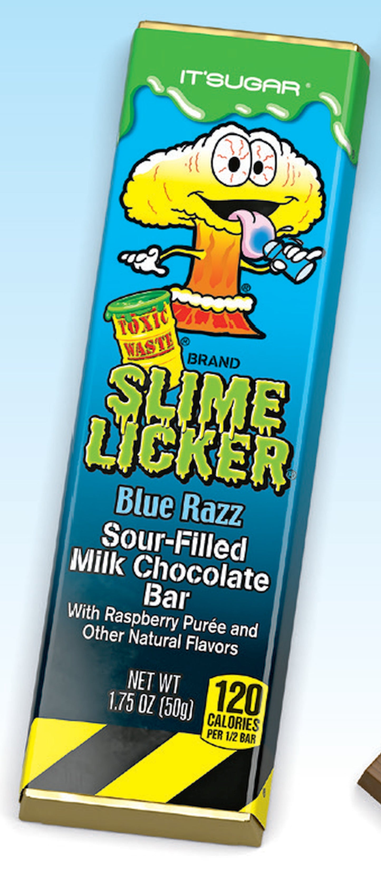 Toxic Waste Slime Licker Blue Razz Chocolate Bar 1.75oz X 24 Units - Québec Candy