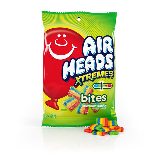 Airheads Xtreme Rainbow Berry Bites Peg Bag 6oz X 12 Units - Québec Candy