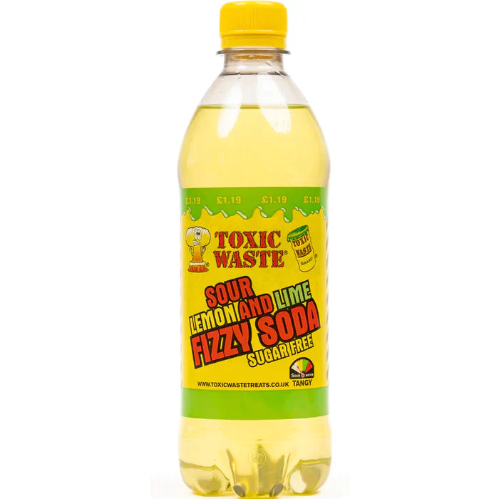 UK Toxic Waste Fizzy Soda - Sour Lemon & Lime 500ml X 12 Units - Québec Candy