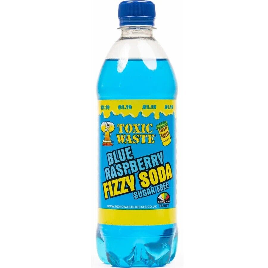 UK Toxic Waste Fizzy Soda - Blue Razz 500ml X 12 Units - Québec Candy