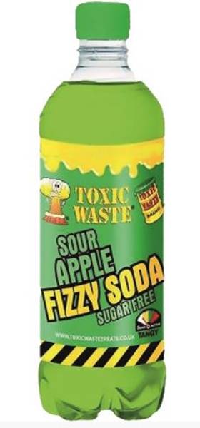 UK Toxic Waste Fizzy Soda - Sour Apple 500ml X 12 Units - Québec Candy